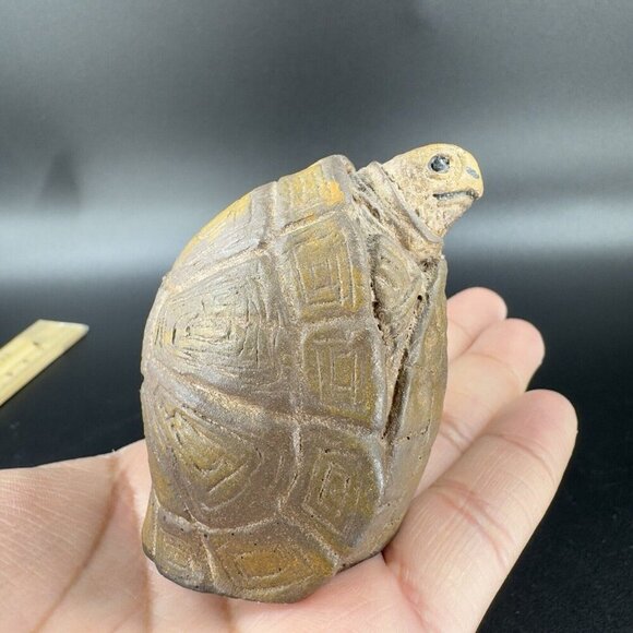 Vintage Whimsical Resin Turtle Figurine Brown Textured Figure Anthropomorphic - Picture 9 of 12